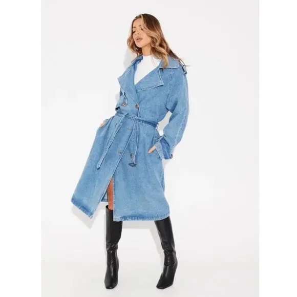 BronzeSnake Ashley Trench Coat Blue Denim 45722 - Picture 2 of 10